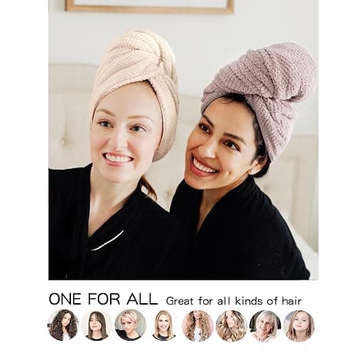 ROLSHOL 2 Packs Large Microfiber Hair Towels for Women, Super Absorbent & Quick Dry Hair Towel Wrap for Curly Hair Long & Short Hair- Anti-Frizz Hair Turbans for Wet Hair (Mauve & Clay) thumbnail 5