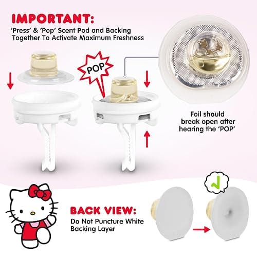 Sanrio Hello Kitty Car Air Freshener for Cars Trucks SUVs, Hello Kitty and Friends Cute Car Accessories for Women Car Decor Hello Kitty Car Accessories, Replaceable Scent Pods - Tropical Fruit Scent thumbnail 5