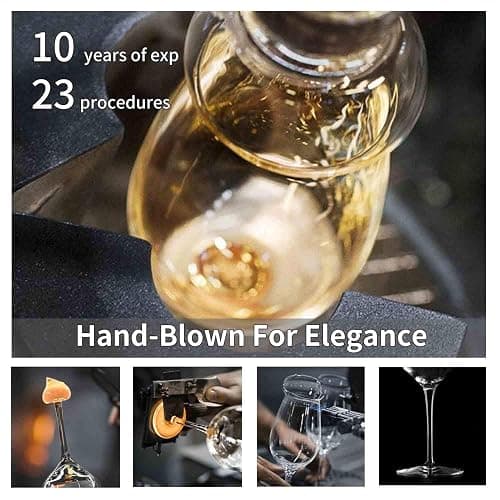 JBHO Hand Blown Italian Style Crystal Burgundy Wine Glasses - Lead-Free Premium Crystal Clear Glass - Set of 2-21 Ounce - Gift-Box for any Occasion thumbnail 8