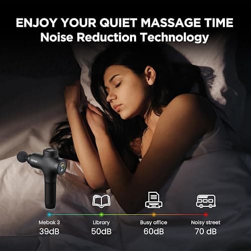 Mebak 3 Massage Gun, Massage Gun Deep Tissue for Athletes, Professional Muscle Percussion Massager, Massager for Shoulder Leg Back Body Pain Relief, Quiet Portable Sport Tool, Gifts for Him thumbnail 7