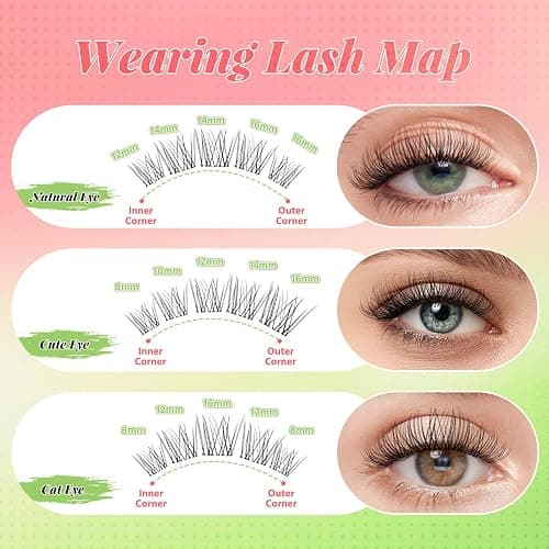 KEYYOU Venus Lash Clusters Kit, Invisible Band with Waterproof at Home | Wispy Natural Manga Eyelash Extension Kit 120pcs C Curl Lash Extensions Kit thumbnail 4