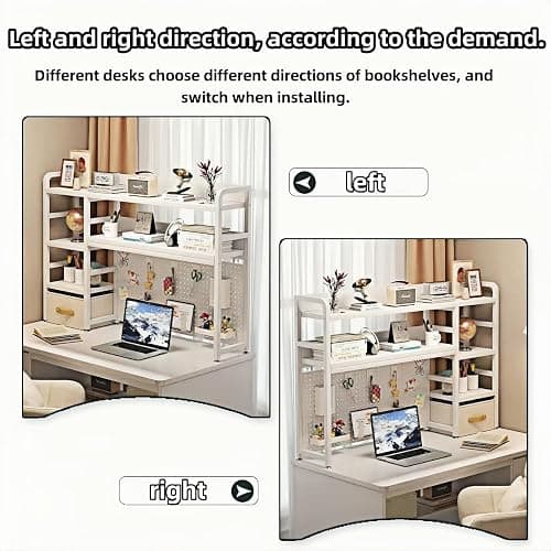 Desktop Bookshelf, Multi-Size pegboard Storage and Organization Rack, Dorm Desk Shelf, White Desk Hutch, Desktop Storage for Office, Study, Student Storage and Display Rack (37.4" Lx9.9 Wx37 H) thumbnail 8
