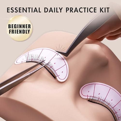 Embagol Lash Extension Practice Kit, Eyelash Extension Training Kit for Beginners, Professional Eyelash Mannequin Head Set with Practice Lashes Lash Supplies thumbnail 2