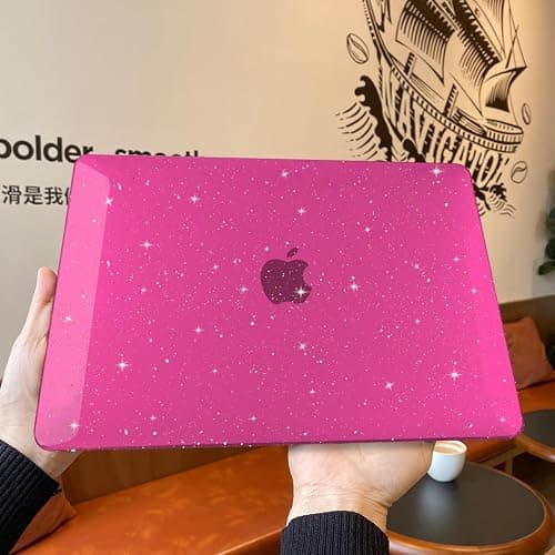 Teryeefi Pink Glitter Case Compatible with MacBook Air 13 inch 2021 2020-2018 Release M1 A2337 A2179 A1932, Sparkly Protective Hard Shell with Keyboard Cover + Screen Protector, Glitter Rose thumbnail 7