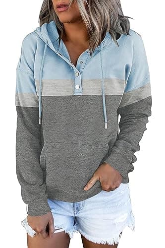 VIEACTIVEWEAR Hoodie for Women Tie Dye Sweatshirt Button Down Tops Casual Long Sleeve Oversize Pullover - Image 1