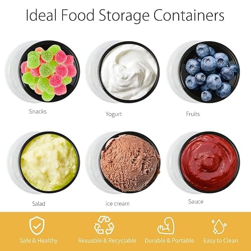 Jogoico 50Pcs Round Food Containers with Lids- 150ml (5oz) Plastic Sauce Pots Small Deli Pots, Meal Prep Takeaway Containers, Reusable Portion Cups for Sauce, Dips, Salad, Restaurants, Delivery thumbnail 5