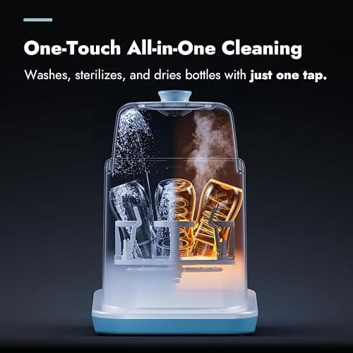 Papablic Bottle Washer Pro, Bottle Washer & Sterilizer & Dryer, 4-in-1 Bottle Washer Sanitizer for Bottles, Pump Parts, C-Section& Baby Essentials - Quick & Clean with 60 Detergent Tablets thumbnail 7