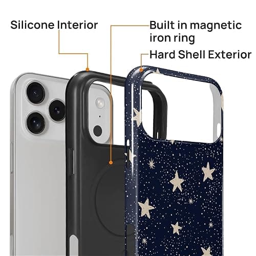 casesok for iPhone 17 Pro Max Case,Compatible with MagSafe,Dual-Layer Hard Shell + Silicone Cover,Full Body Protection Shockproof Case for iPhone 17 Pro Max-Midnight Starry Sky thumbnail 3