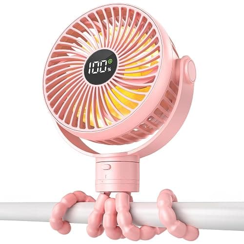 Coohea Portable Stroller Fan, 4000mAh Rechargeable Clip on Baby Fan 25H Battery Life, Head Detachable 360° Rotate Mini Fans, 4 Speed Personal Fans with Night Light for Car Seat Crib Bike Treadmill - Image 1