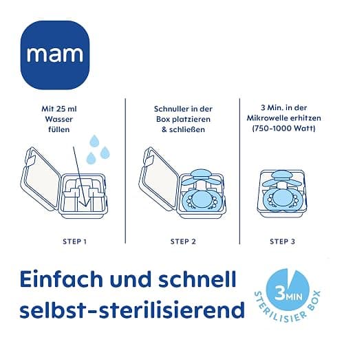 MAM Perfect Start Schnuller im 2er-Set, speziell für Neugeborene, zahnfreundlicher Baby Schnuller aus nachhaltigen & bio-erneuerbaren Materialien, mit Schnullerbox, 0-2 Monate, Bär/Elefant - 0-2 Monate - Bär/Elefant thumbnail 8