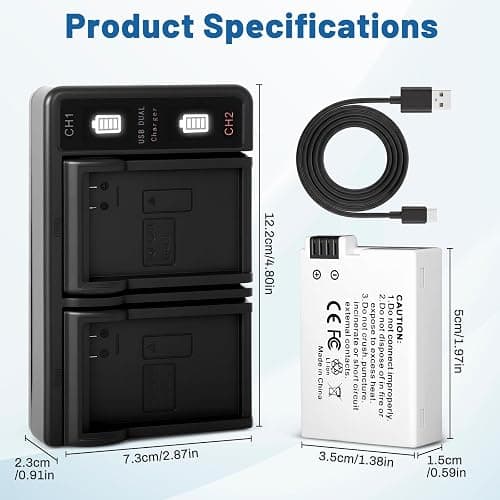 FCDAZR LP-E8 Battery Charger Kit for Canon EOS Rebel T2i, T3i, T5i Cameras | 2-Pack Compatible with Canon EOS Rebel T2i, T3i, T4i, T5i, EOS 550D, 600D, 650D, 700D, Kiss X4, Kiss X5, Kiss X6 Cameras thumbnail 2