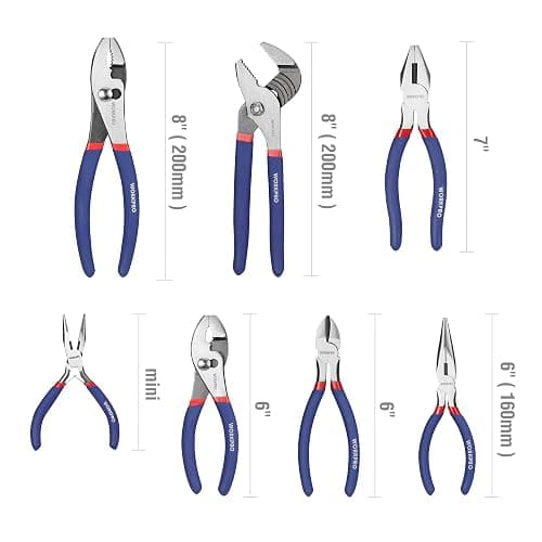 7-Piece WORKPRO Pliers Set with Groove Joint, Long Nose, Slip Joint, Linesman, and Diagonal Pliers for DIY & Home Use thumbnail 2