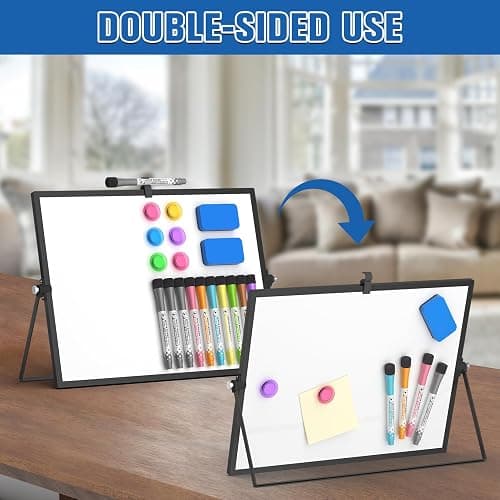 Grtard Dry Erase Magnetic White Board, 16''x12'' Double-Sided Desktop Whiteboard with Stand, Portable Small Whiteboard Set, Dry Erase Board for Drawing, ToDo, Office, Home, School(Black) thumbnail 7