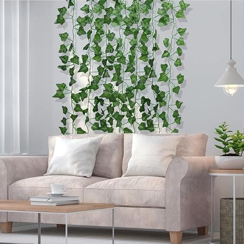RECUTMS Fake Vines 24 Pack 173 FT Artificial Ivy Leaves Wall Decor Leaf Plants Greenery Garland Hanging Plant Vine Fake Leaf Vines for Room Garden Office Wedding Wall Decor thumbnail 5