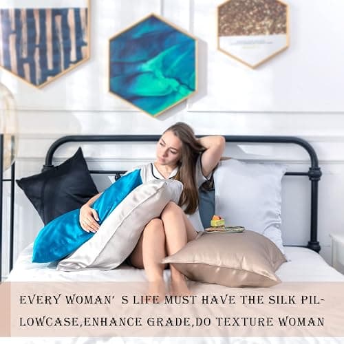 Silk Pillow Cases 2 Pack Soft Breathable and Sliky Standard Size Pillow Cases Set of 2,Natural Mulberry Satin Silk Pillowcase with Hidden Zipper for Hair and Skin (Sky Blue,20"X 26",2pcs) thumbnail 7