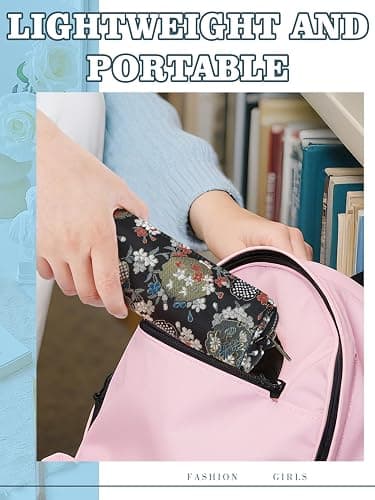 Bigmeta Floral Embroidery Pencil Case for College Girls - Cute Pencil Pouch with Smooth Zipper, Aesthetic Pen Bag for Students Back-to-School Birthday Gifts, Black thumbnail 4
