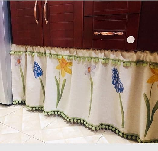 A.Monamour Rideau de Cuisine Court pour Petit Fenêtre Motif Jonquilles en Lin avec Pompon Rustique Maison de Campagne Rideau Brise-bise Rideaux à Disques Panneaux de Rideaux Cantonnières Demi Rideau thumbnail 7