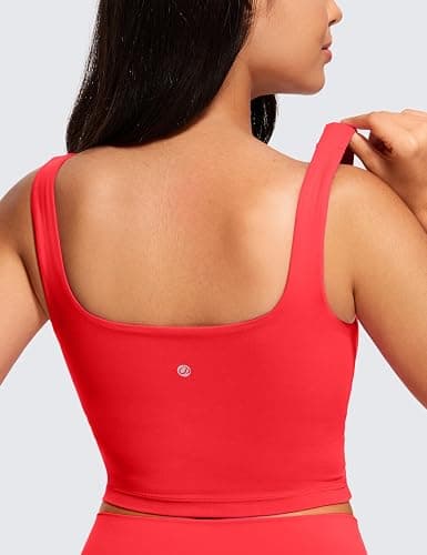 CRZ YOGA Butterluxe Square Neck Crop Tank Tops for Women - Workout Longline Sports Bras Padded Yoga Camisole thumbnail 2