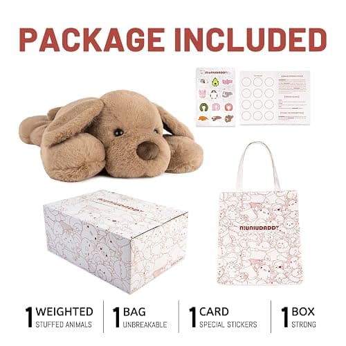 Niuniu Daddy Weighted Dog Stuffed Animals for Anxiety, 3.3lb Weighted Plush Dog Toy Pillowfort for Adults Kids Girls Boys, Large Stuffed Puppy Plush Pillow as Gift for Valentine Include Bag Sticker thumbnail 6