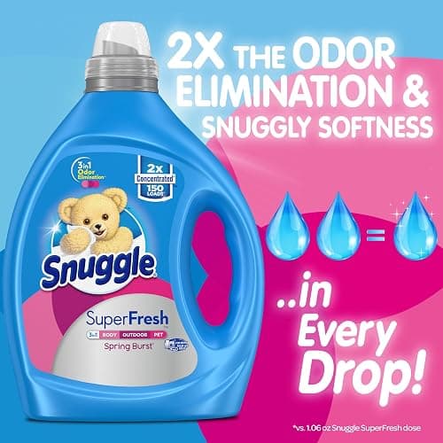 Snuggle Liquid Fabric Softener, SuperFresh Spring Burst, Eliminates Tough Odors, 2X Concentrated, 150 Loads (size may vary) thumbnail 2