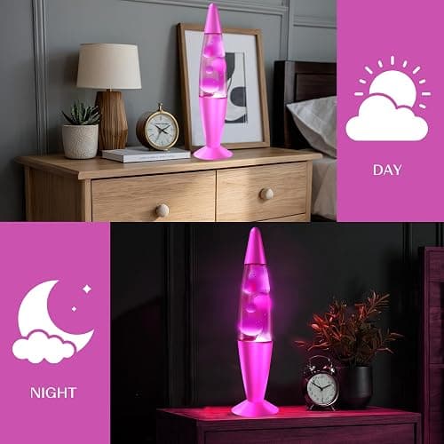 JAMBO 16" Beautiful Lamp- Pink with White/Pink Wax, Relaxing Liquid Light, Night Light Nightlight, Home Decor Living Room Office Bedroom Lamp for Adults Teens Kids, Magma Motion thumbnail 7