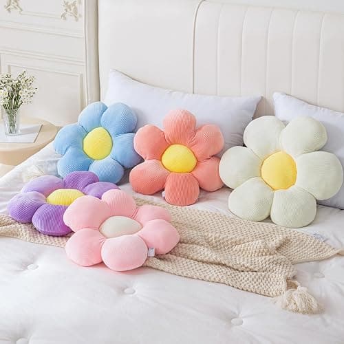 CANGHI Flower Pillow - 3 Pcs Flower Shaped Throw Pillow 15.7'' Cute Daisy Flower Pillow Flower Seating Cushions for Adults Kids Home Bedroom Sofa Chair Couch Decor (White/Lightpink/Pink, 15.74 in) thumbnail 6