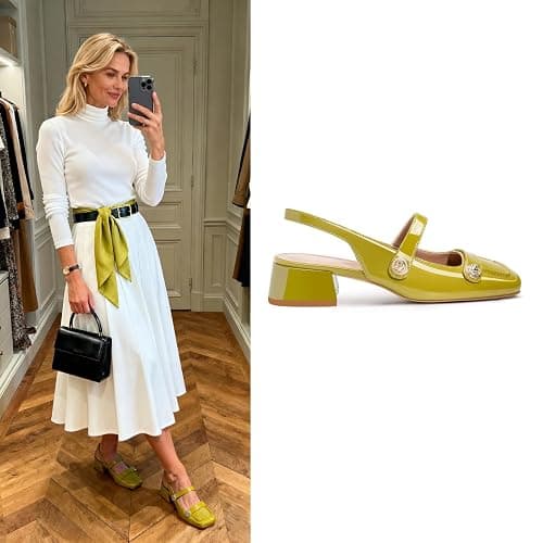 Slingback Mary Jane Heels for Women Low Block Heel Closed Square Toe Pump Shoes Heels Classic Daily Office Dressy Shoes thumbnail 2