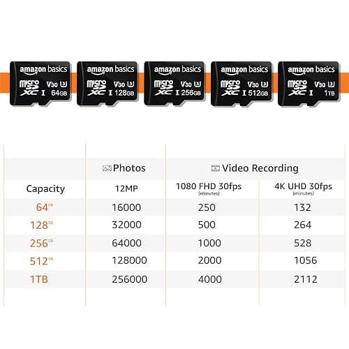 Amazon Basics MicroSDXC UHS-I Class 10 Memory Card with Full Size Adapter, A2, U3, V30, 4K, Read Speed up to 100 MB/s, 64 GB (2pack), for GoPro Cameras Storage, Black thumbnail 7