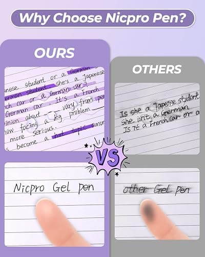 Nicpro 22PCS Pastel Gel Ink Pen Set, Cute Retractable Aesthetic Pen and Pencil, 13 Black Ink Pens with 2 Highlighter, 2 Mechanical Pencil 0.5 0.7mm, Smooth Writing Pens for School, Office(Purple) thumbnail 7