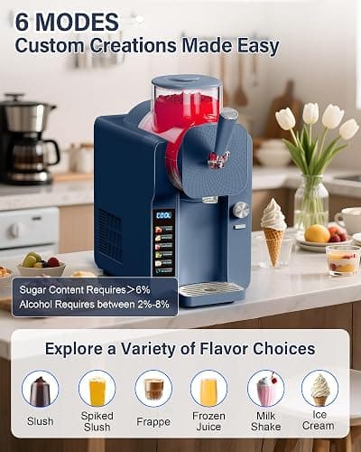 Slush Machine & Ice Cream Maker Machine 2-IN-1, for Smoothies, Margarita | 6 Modes for Smoothies, Milkshakes, Margarita, and Ice Cream, Double-Layer Tank, With Ice Cream Cone Holder, Home Use thumbnail 5