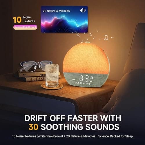 Geuuap Sunrise Alarm Clock White Noise Sound Machine for Bedroom | Natural Wake-Up Light with 30 Soothing Sleep Aids, Bluetooth Speaker, Dimmable Clock, Screen-Free Design for Baby Adults Kids-Green thumbnail 4