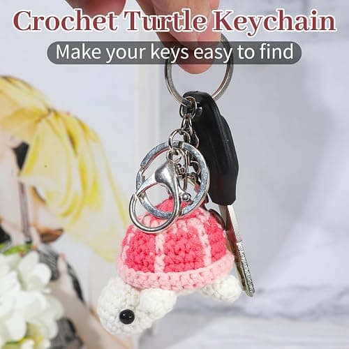 2pcs Turtle Keychain for Lovers Women Cute Crochet Key Chains for Handbags Tote Bags Car Charms Purse Backpacks Personalized thumbnail 3