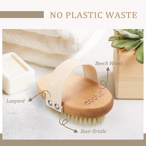 Brosse à sec pour le corps, Brosse exfoliante physique, Brosse masseuse pour le drainage lymphatique, Brosses anti-cellulite, Bois de hêtre naturel, 100% poils de sanglier (A) thumbnail 6