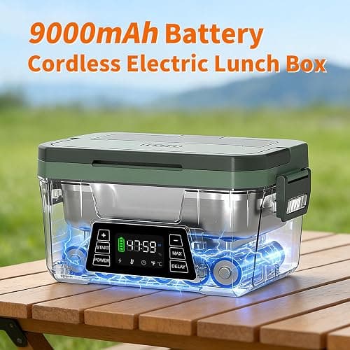 Monteka Cordless Electric Lunch Box for Adults, Rechargeable Heated Lunch Box with Scheduled Heating, Portable Food Warmer with Memory Function & Automatic Keep Warm, Christmas White Elephant Gifts thumbnail 4