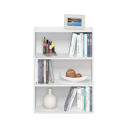 Furinno PASIR Book Shelf, 3-Tier Bookshelf, Storage Shelves Bookcase, 9.7 x 23.7 x 31.5, for Living Room, Bedroom, Home Office, Plain White thumbnail 7