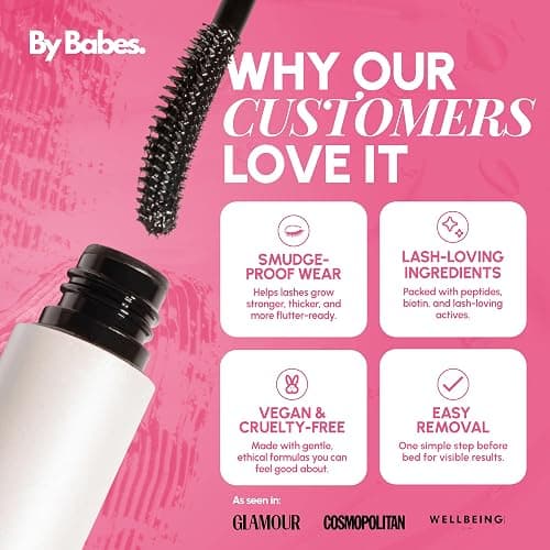 ByBabes Peptide Tubing Mascara For Volume & Length | Waterproof, Smudge-Proof, Long-Lasting Lash Enhancer | Advanced Tubing Technology & Peptide Infusion for Lash Growth - Black Mascara thumbnail 2