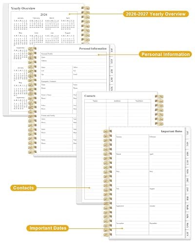 Academic Planner 2026-2027 - Weekly & Monthly Planner from July 2026 to June 2027, Agenda 2026 2027 with Inner Pocket, Elastic Band, 6.4" x 8.5", Crushed Flower thumbnail 6