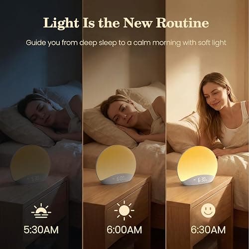 REACHER Sound Machine Sunrise Alarm Clock with Night Light for Bedrooms | 26 Nature Inspired Sleep Sounds, 0-100% Dimmable Clock, Sunrise Lamp, Wake Up Light, Brown/Pink/White Noise for Baby, Kids thumbnail 2