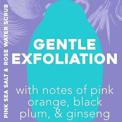 OGX Sensitive + Rose Water & Pink Sea Salt Exfoliating Body Scrub + Rose Quartz, Gentle Exfoliating Daily Body Wash Softens Skin, Body Scrub for Women, Sulfate-Free Surfactants, 19.5 fl oz thumbnail 2