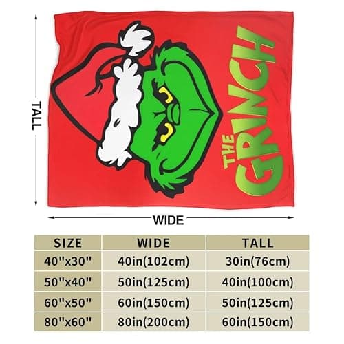 The Cartoon Grinchs Merry Christmas Cartoon Flannel Blanket, Xmas Throw Blanket Gifts for Kids Men Women, Funny Holiday Holly Jolly Hohoho Soft Blanket for Bedding Sofa 50x40 thumbnail 2