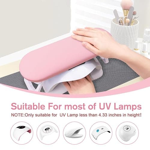 Subay Nail Arm Rest, Foldable PU Leather Manicure Hand Rest for Acrylic Nails Cushion Hand Holder, Nail Arm Rest Pillow Nail Art Tool for Nails Tech Manicure Pedicure Salon Home Use - Pink thumbnail 3