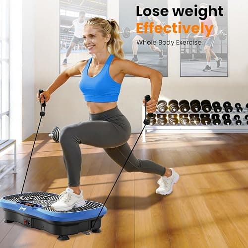 AXV Vibration Plate Exercise Machine Fitness Platform Body Vibrating Board | Curved Design 200W Powerful Oscillating 120 Level Shake Plate for Lymphatic Drainage Recovery Whole Body Toning With Handles thumbnail 7