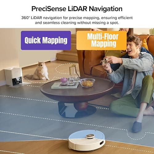 roborock Q7 M5+ Robot Vacuum and Mop, Upgraded from Q5 Max+, Up to 7-9 Weeks Self-Empty, 10000Pa Suction, Dual Anti-Tangle System for Pet Hair & Carpet, PreciSense LiDAR Navigation, App Control, White thumbnail 6