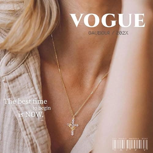 Ticome Rotatable Crown Cross Pendant Necklace,Fashion Creative Personality Stainless Steel Zirconia Necklace Jewellery for Men Women(Gold) thumbnail 5