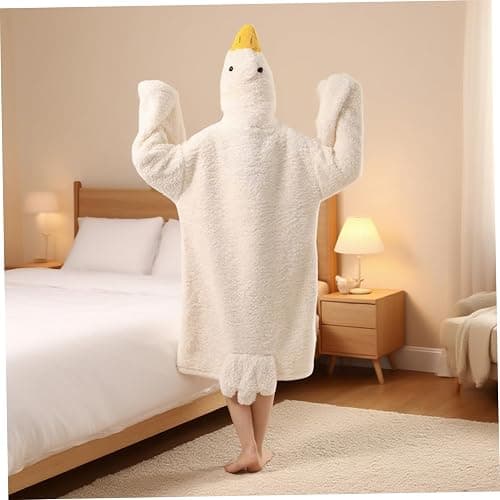 Cute Plush Duck Blanket Hoodie, Soft Warm Wearable for Kids Adults Indoor Lounge thumbnail 2