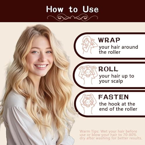 HAIOLORPRO Heatless Hair Curler Velvet, Heatless Curls Overnight Hair Curlers to Sleep in, Overnight Rods Heatless Curls for Short Long Hair All Hair Types Styling Tools-5PCS Brown thumbnail 5