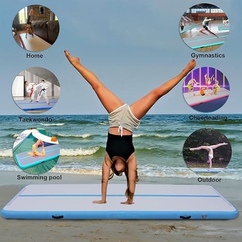 DAIRTRACK Inflatable Gymnastics Air Mat 10ft/13ft/16ft/20ft Tumble Track Tumbling Mats for Home Use/Gym/Training/Cheerleading/Yoga/Water thumbnail 7
