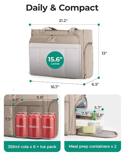 BAGSMART Tote Bag for Women, Teacher Tote with Insulated Compartment, Large Puffer Work Tote Handbags for Work thumbnail 6
