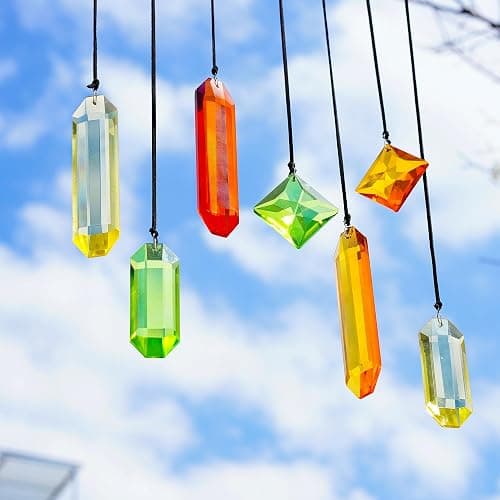 Set of 7 Colorful Crystal Ornaments for Christmas Window Hanging, Crystal Prisms Icicle Ornaments, Stained Gass Art Suncatcher for Indoor Window for Women thumbnail 8