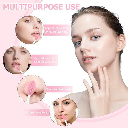 5Pcs Lip Scrubber Exfoliator,Pore Scrub Brush for Face,Nose Scrubber,Silicone Lip Pore Cleansing Brush for Exfoliating, Massageing, Blackheads Removal, Color Skin Care, DIY Masks thumbnail 3